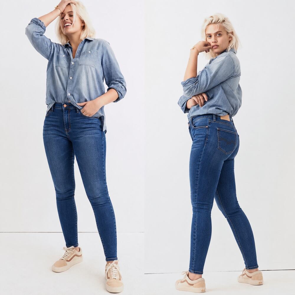 Seven7 Women 18W Dark Wash Skinny Stretch Jeans Plus Size Mid Rise Blue Curvy